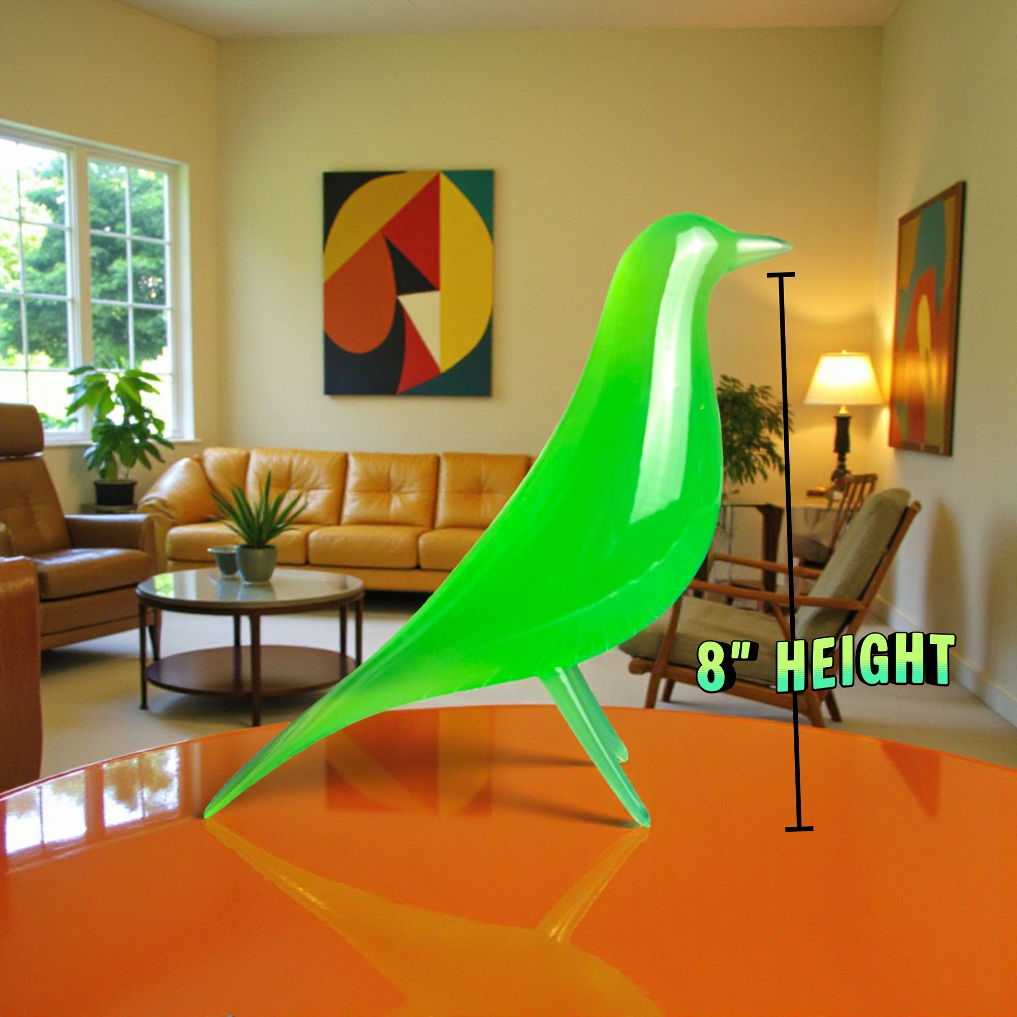 Mid Century Modern Minimalist Bird Sculpture PlasmaGloss Atomic Emerald Green