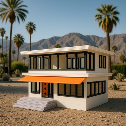 Miniature Mid Century Modern House The Palmetto Pad 1:87 Scale Palm Springs Inspired Model