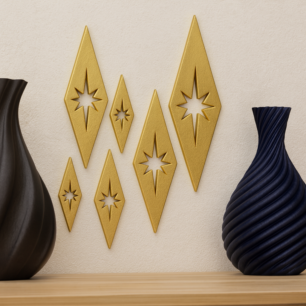 Mini Mid-Century Modern Diamonds Wall Decor Set of 6