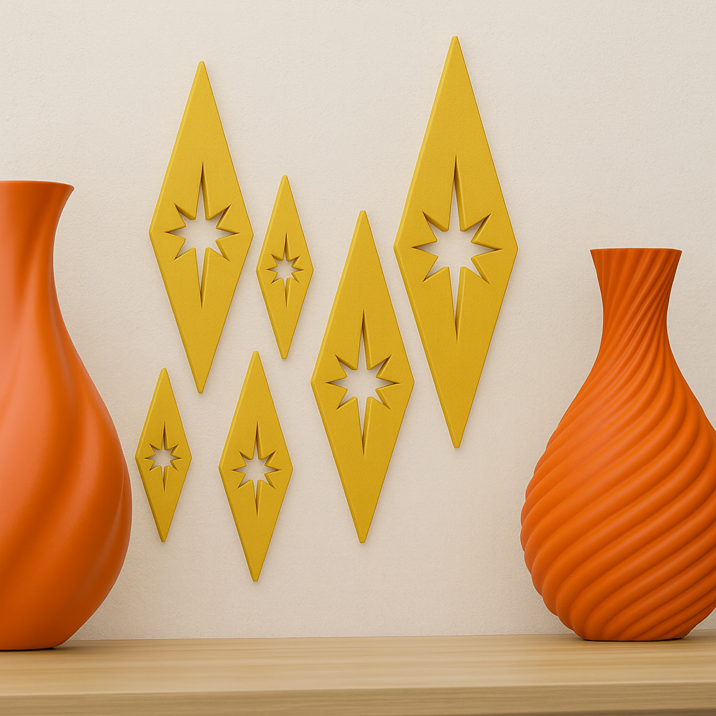 Mini Mid-Century Modern Diamonds Wall Decor Set of 6