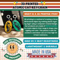 Retro Atomic Cat Oblong Keychain