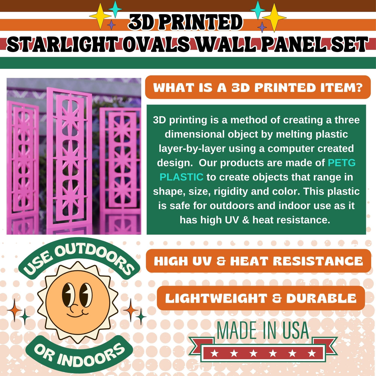 Starlight Ovals Midcentury Modern Wall Panel Set of 3