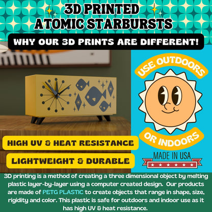 Atomic Fish Mid-Century Modern Atomic Space-Age Clock