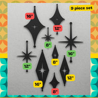 Mid Century Modern Atomic Starbursts Diamonds Wall Decor