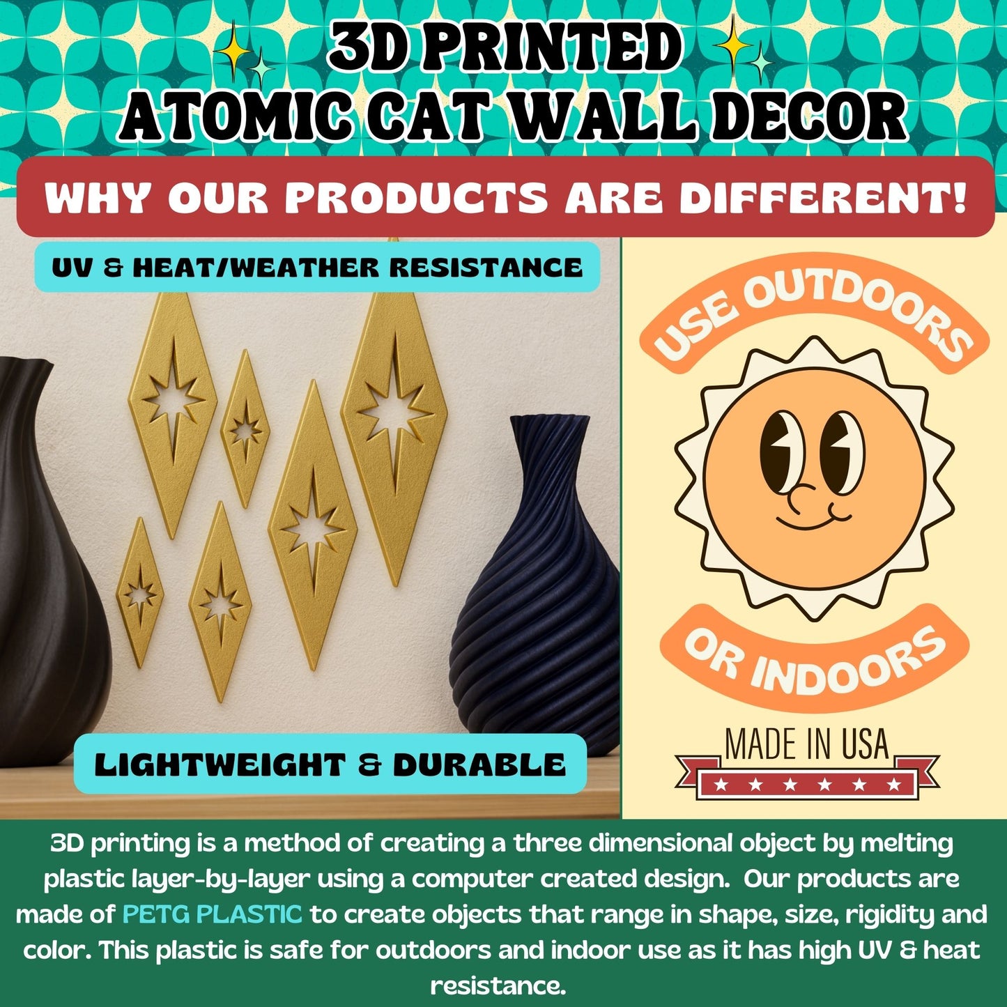 Mini Mid-Century Modern Diamonds Wall Decor Set of 6