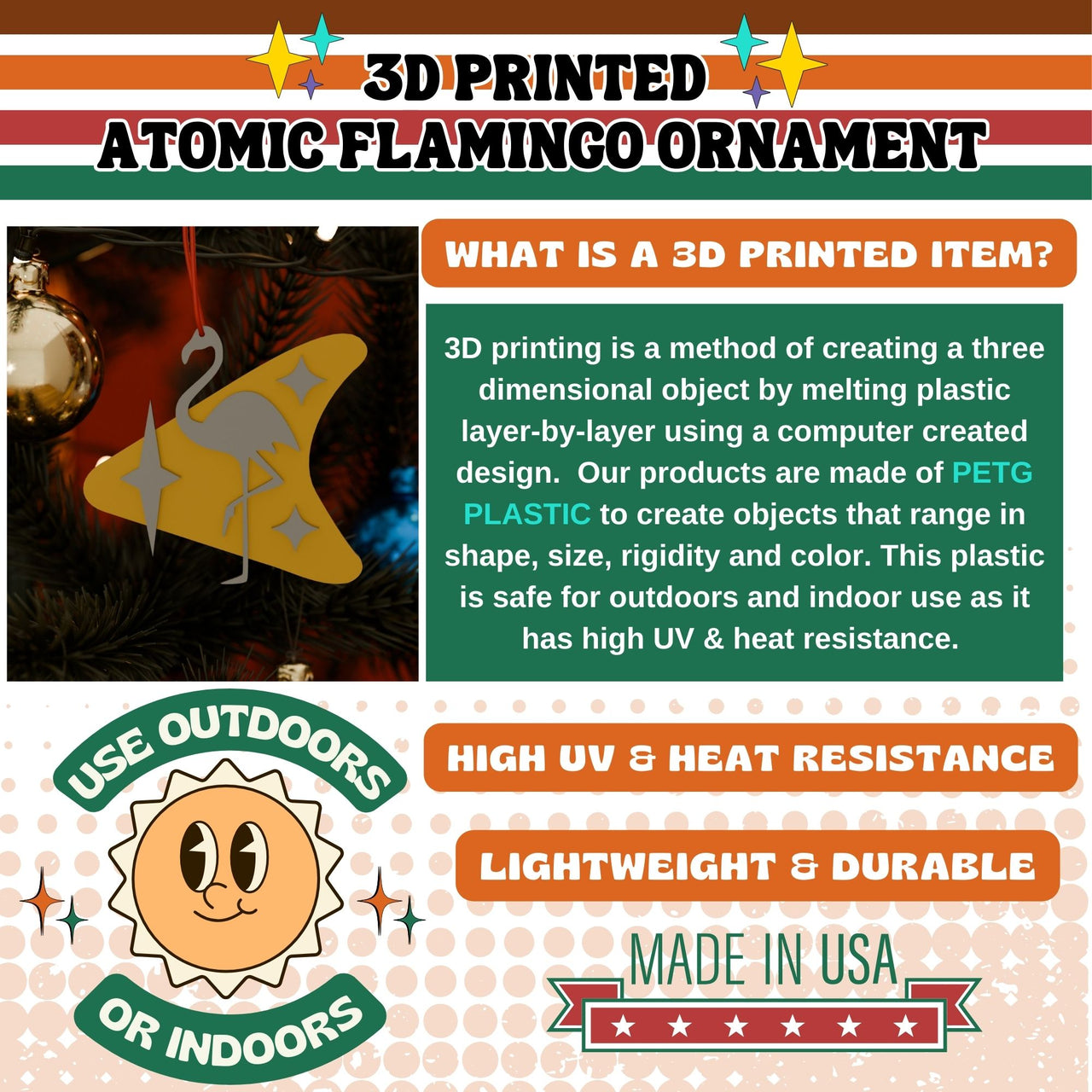 Atomic Flamingo Holiday Ornament