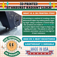 Starburst Radiant Desk Clock Mid Century Modern