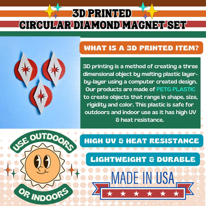 Space Age Circular Diamond Magnet Set (Set of 3)