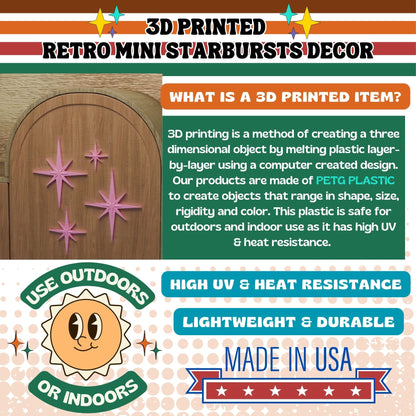 Retro Mini Mid Century Modern Starbursts Set of 6