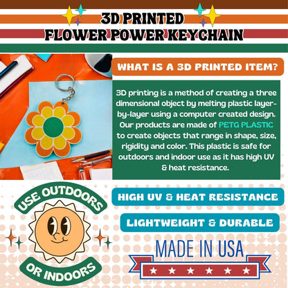 Groovy Flower Power Keychain