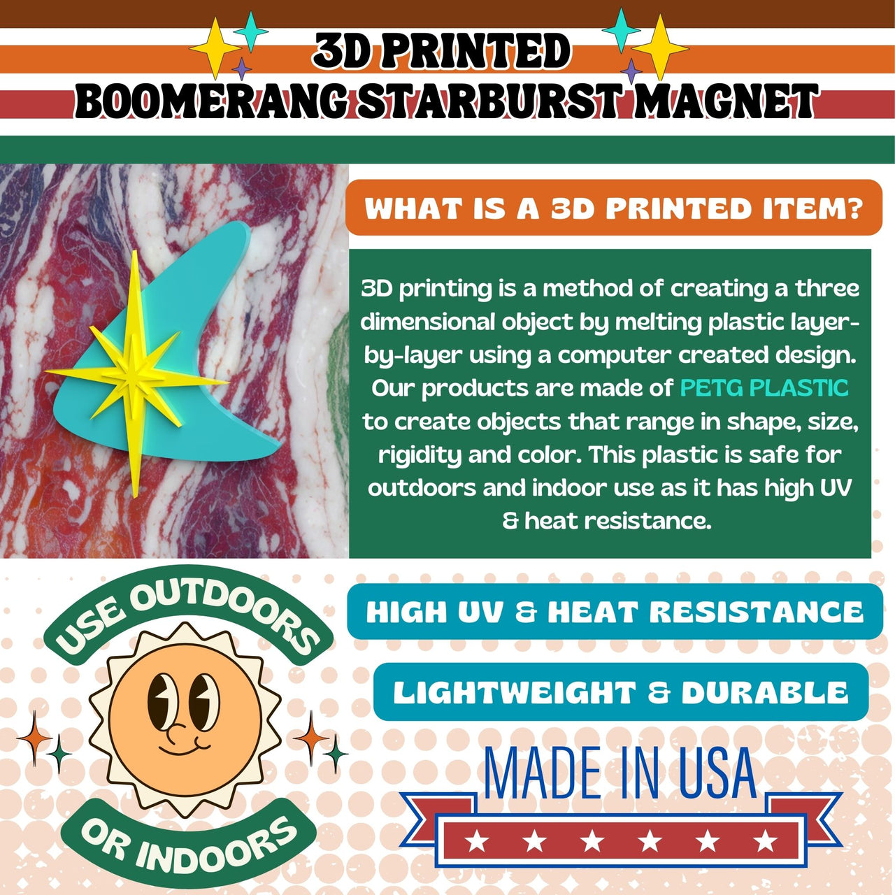 Atomic Boomerang Starburst Fridge Magnet