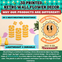 Retro 1970s Inspired Flower Power Bird Wall Decor Set