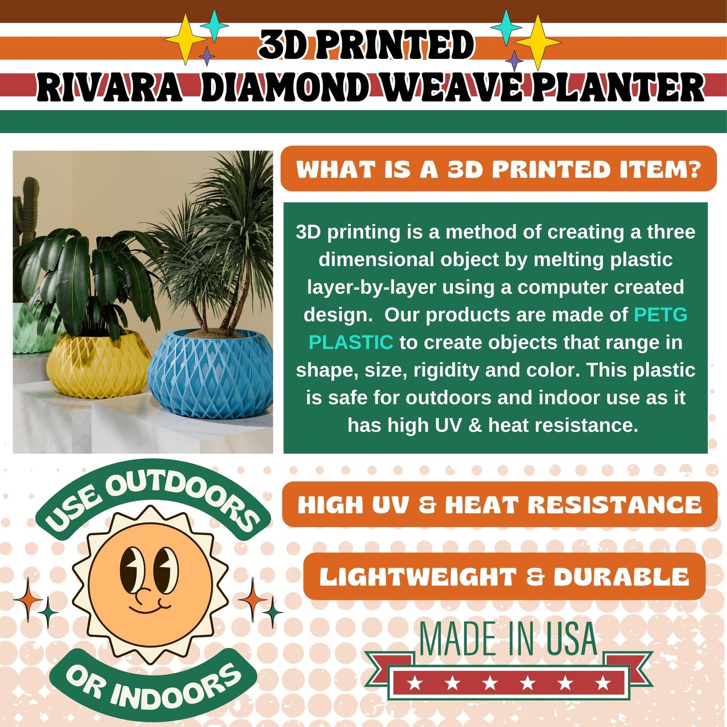 Rivara Vintage Style Planter Mid-Century Modern