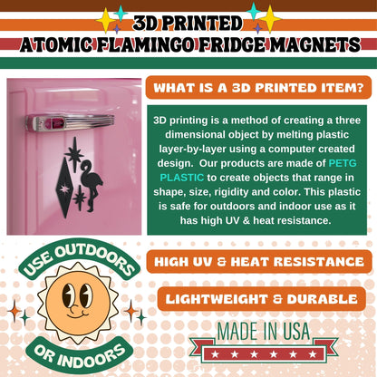 Atomic Flamingo Fridge Magnets