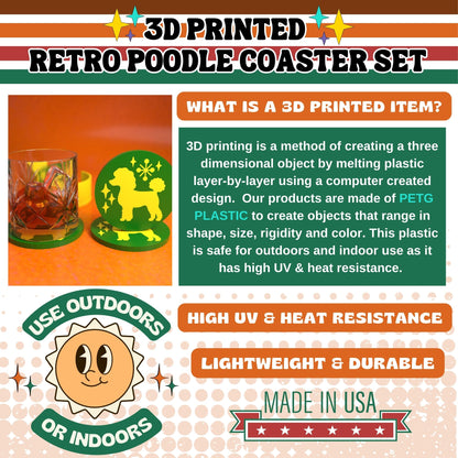 Retro Poodle Diner Style Coaster Set