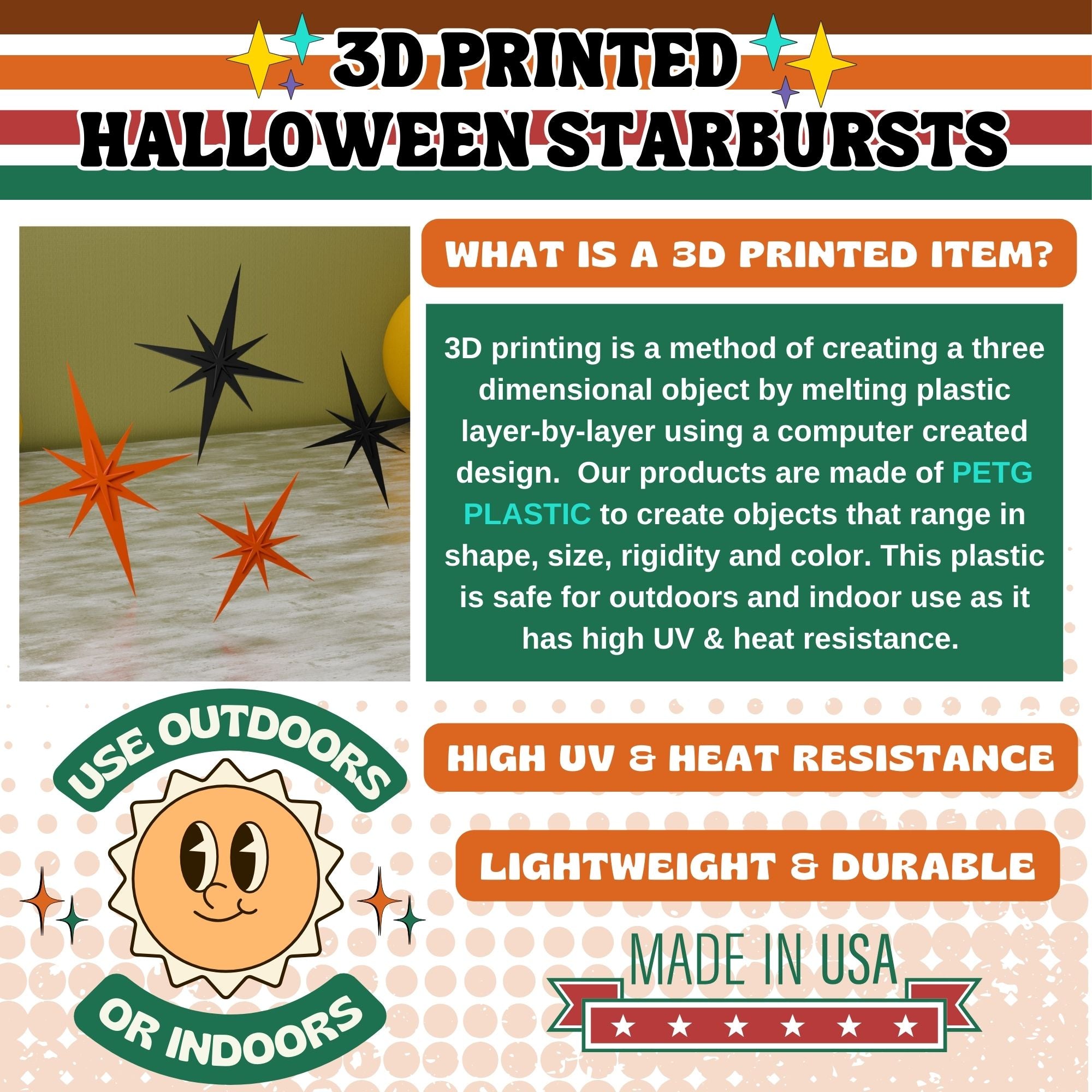 Mid Century Modern Halloween Themed Starbursts