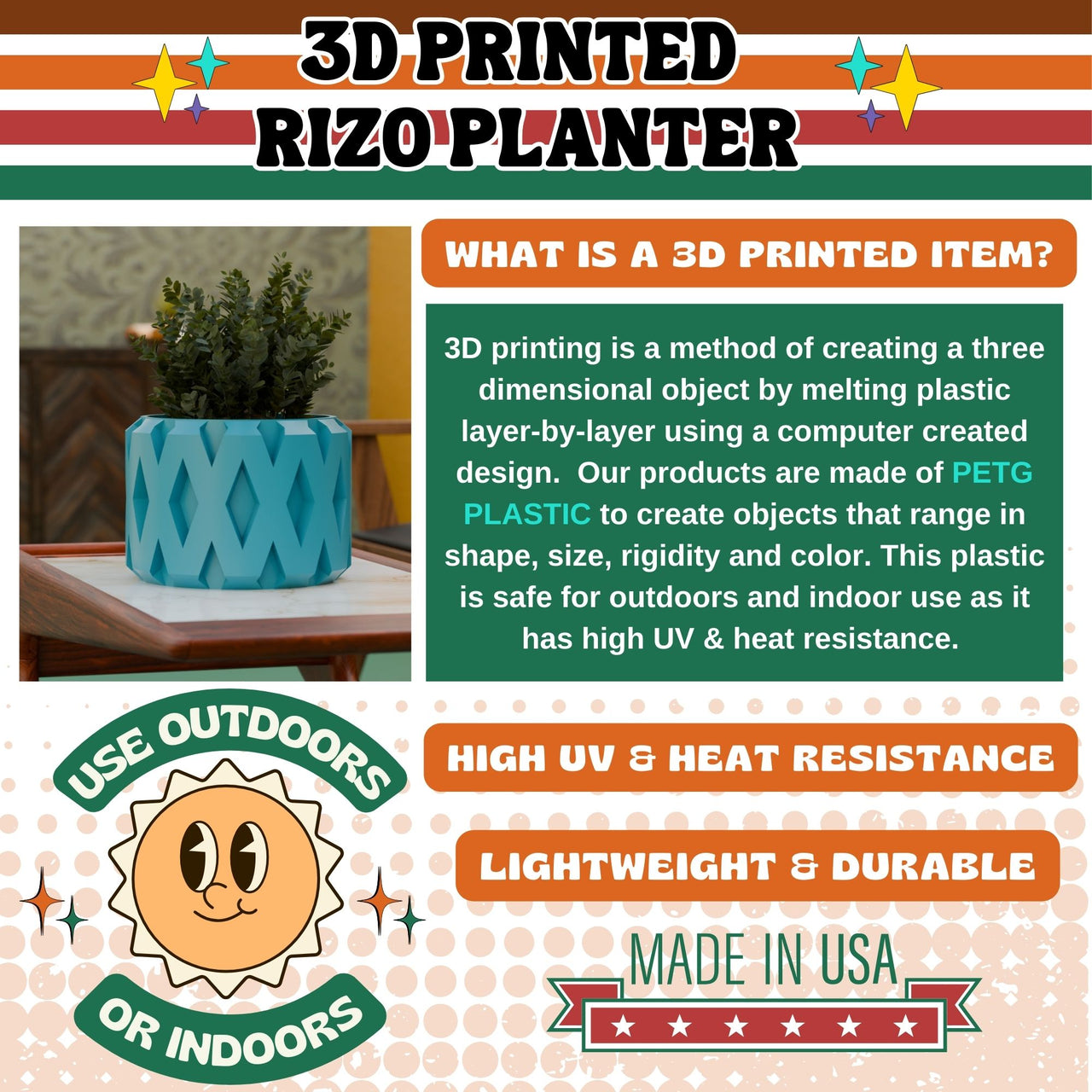 Rizo Retro Style Diamond Pattern Planter