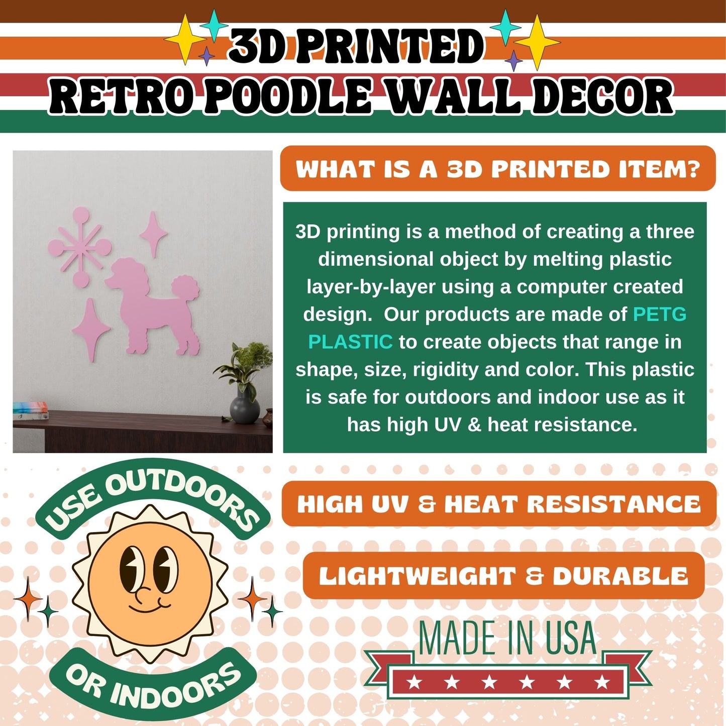 Mid Century Modern Retro Poodle Starburst Wall Decor