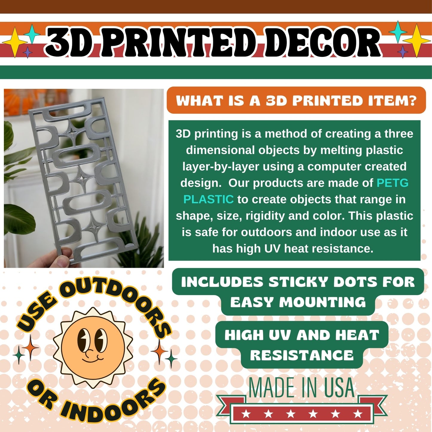 Atomic Ovals Stars Vintage Style Décor Panels