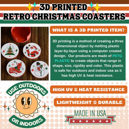 Retro Christmas Coasters Set of 4