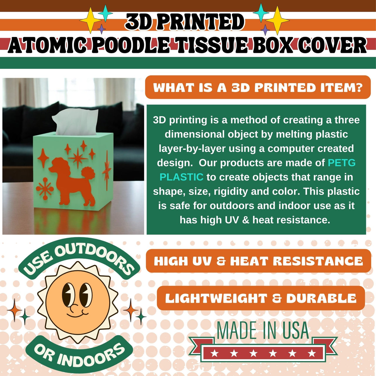 Atomic Poodle Tissue Box Cover