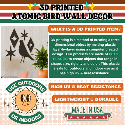 Mid Century Modern Atomic Bird Wall Decor