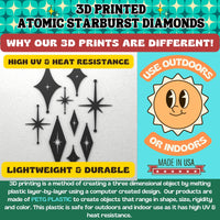 Mid Century Modern Atomic Starbursts Diamonds Wall Decor