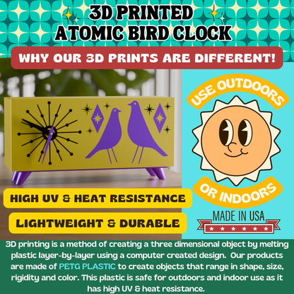 Atomic Bird Retro Mid-Century Modern Atomic Space-Age Clock