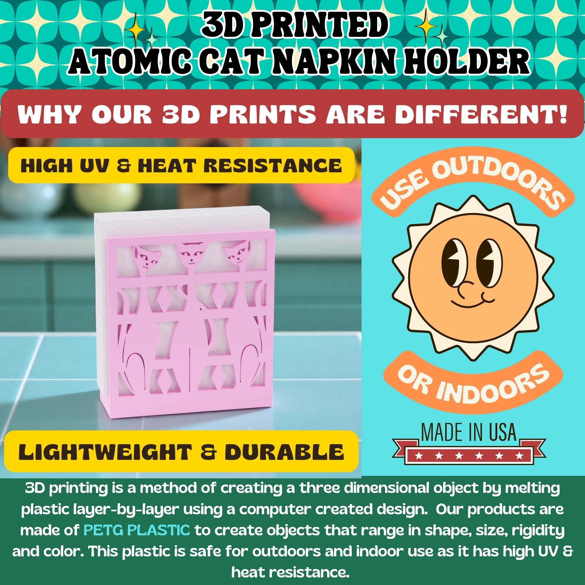 Atomic Space Cats Napkin Holder