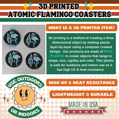 Atomic Flamingo Coaster Set