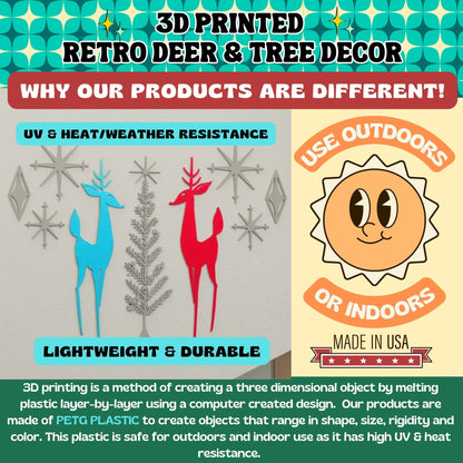 Holiday Retro Deer & Tree Diamond Starburst Wall Decor