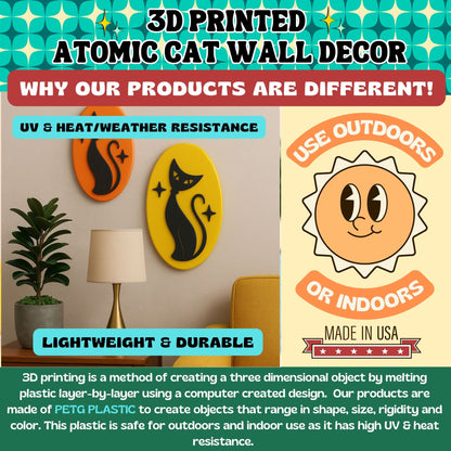 Retro Atomic Cat Wall Plaque