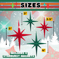 Retro Holiday Christmas Midcentury Modern Starburst  Fridge Magnets