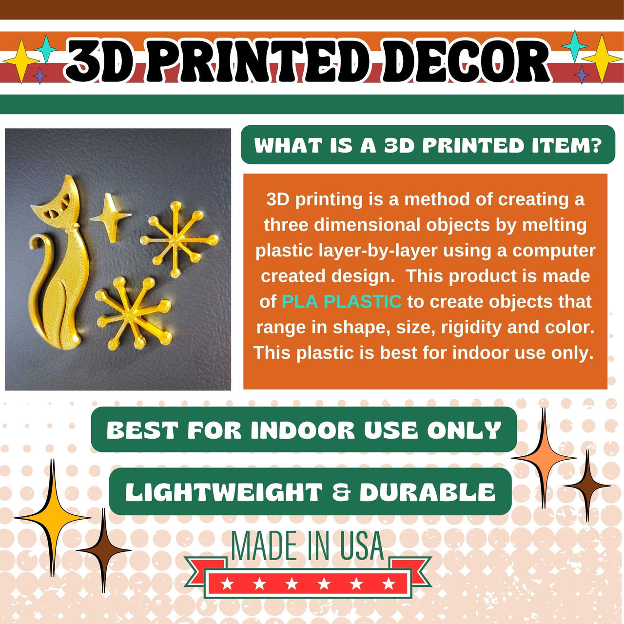 Midcentury Modern Vintage Style Atomic Cat Fridge Magnets