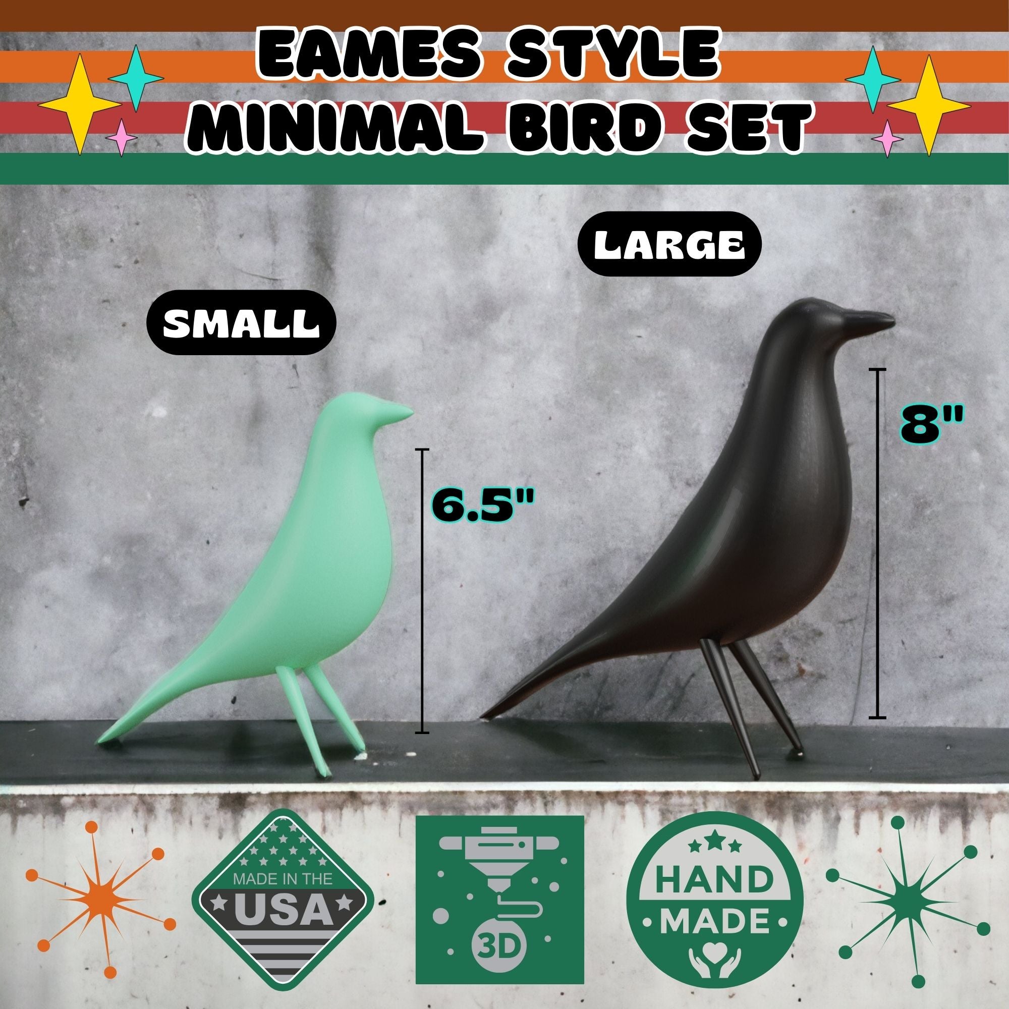 MCM Minimalist Bird Family (Set of 2)