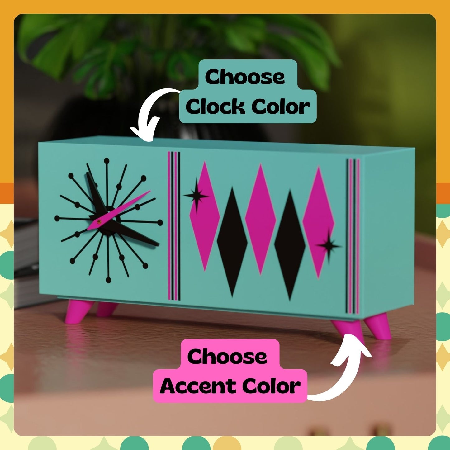 Quadric Diamonds MCM Chrono Clock