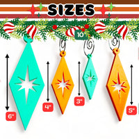 Retro Diamond Burst Holiday Ornaments (4 Pack)