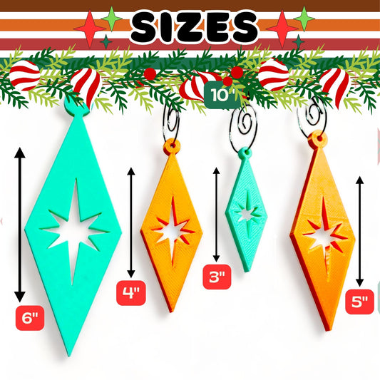 Retro Diamond Burst Holiday Ornaments (4 Pack)