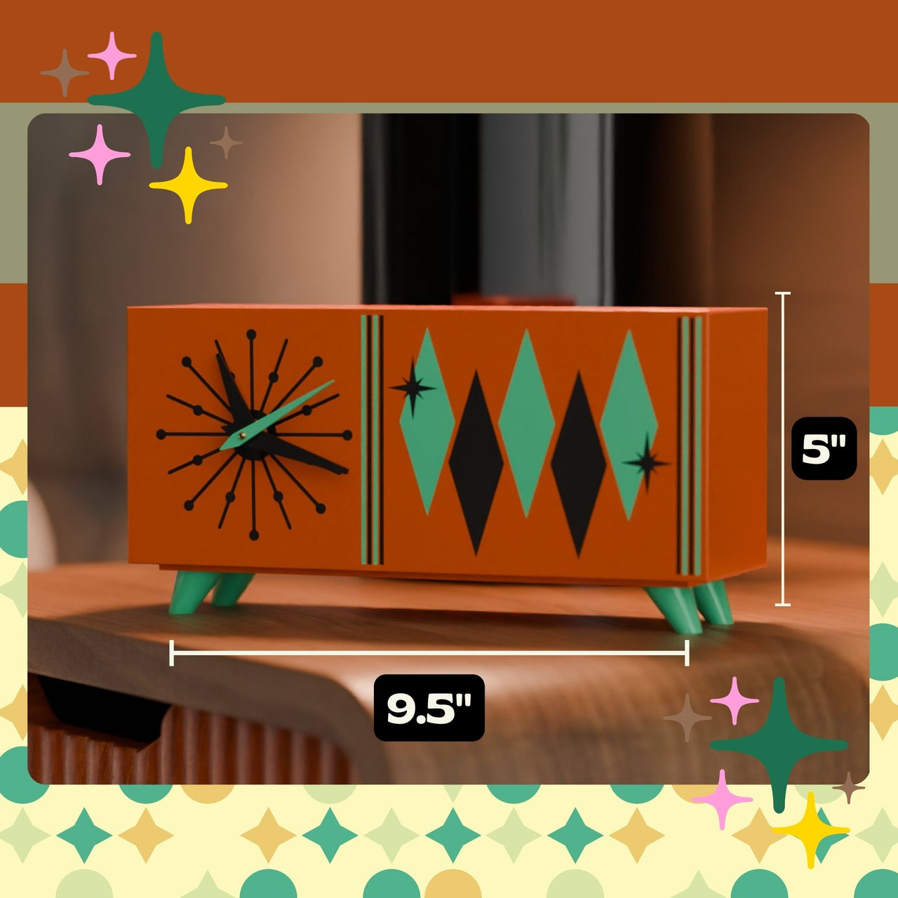 Quadric Diamonds MCM Chrono Clock