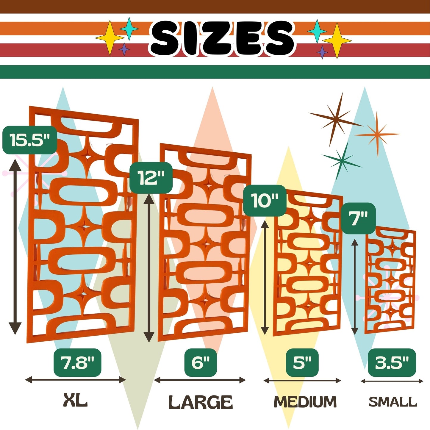 Atomic Ovals Stars Vintage Style Décor Panels