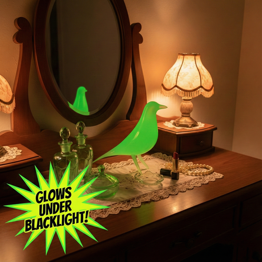 Mid Century Eames Styled Minimalist Bird Sculpture Atomic Emerald Green