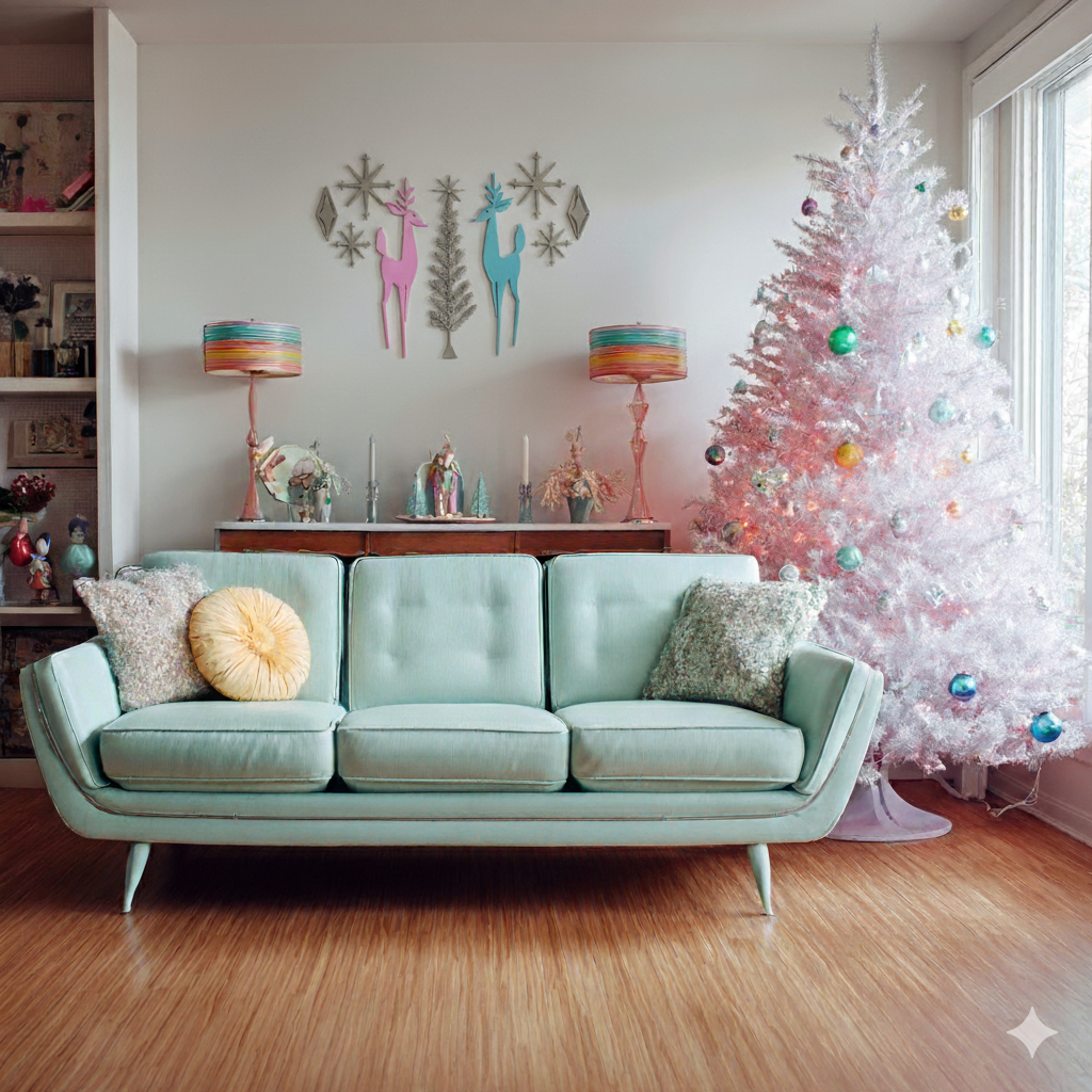 Holiday Retro Deer & Tree Diamond Starburst Wall Decor