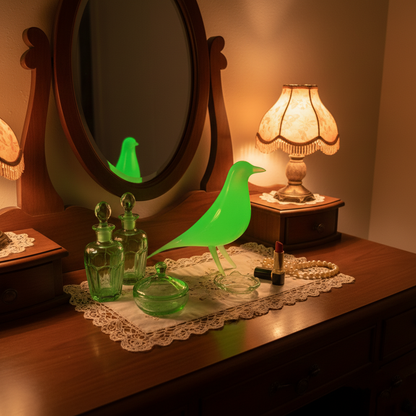 Mid Century Eames Styled Minimalist Bird Sculpture Atomic Emerald Green