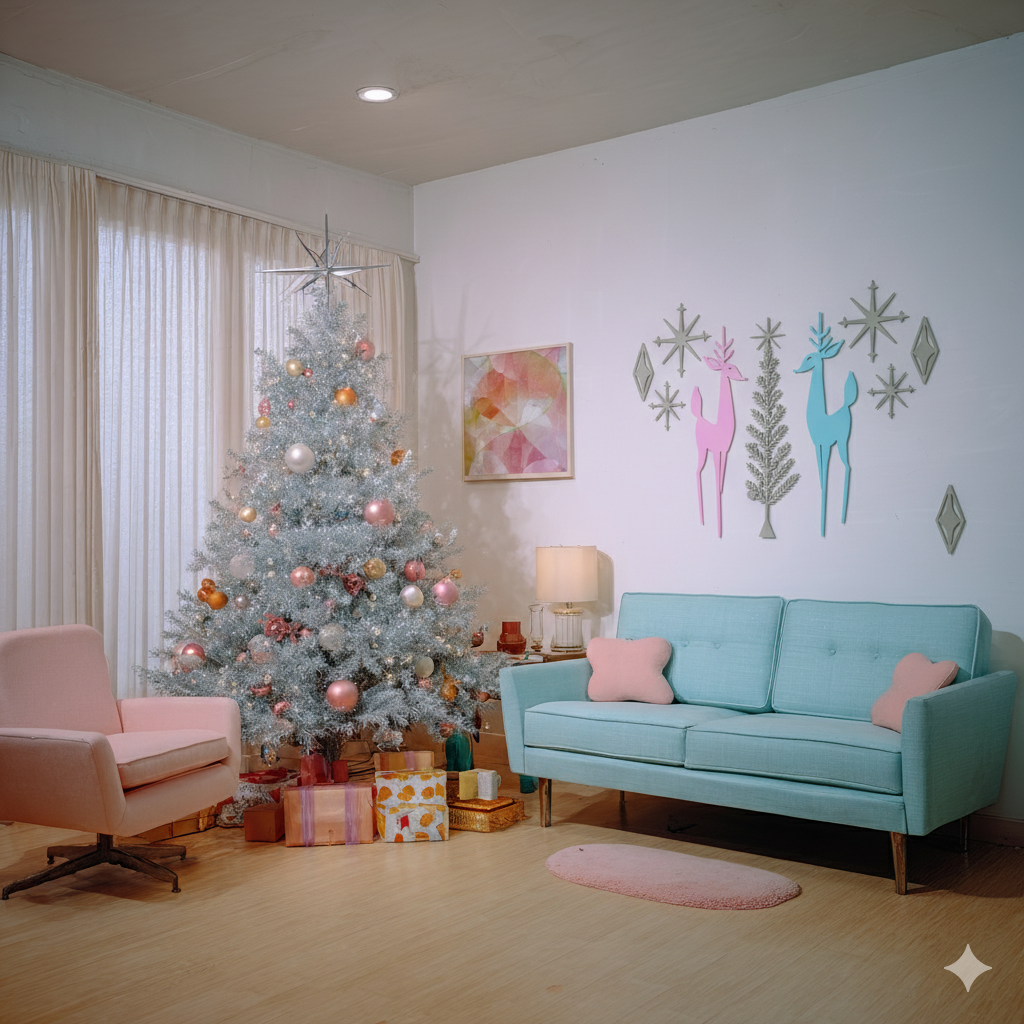 Holiday Retro Deer & Tree Diamond Starburst Wall Decor