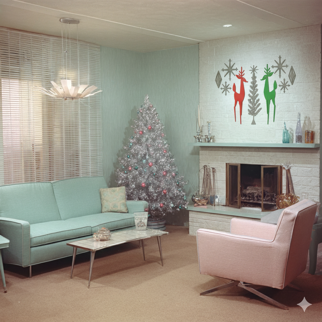 Holiday Retro Deer & Tree Diamond Starburst Wall Decor