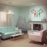 Holiday Retro Deer & Tree Diamond Starburst Wall Decor