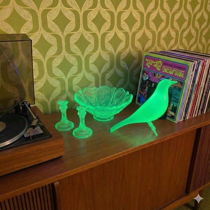 Mid Century Eames Styled Minimalist Bird Sculpture Atomic Emerald Green