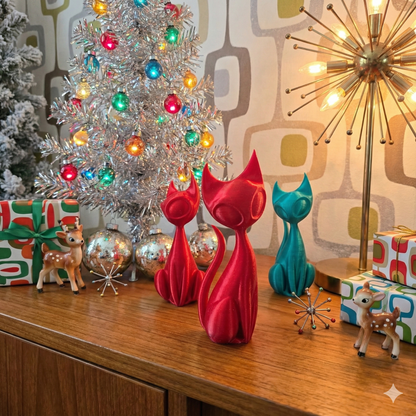 Holiday Atomic Cat Sculptures