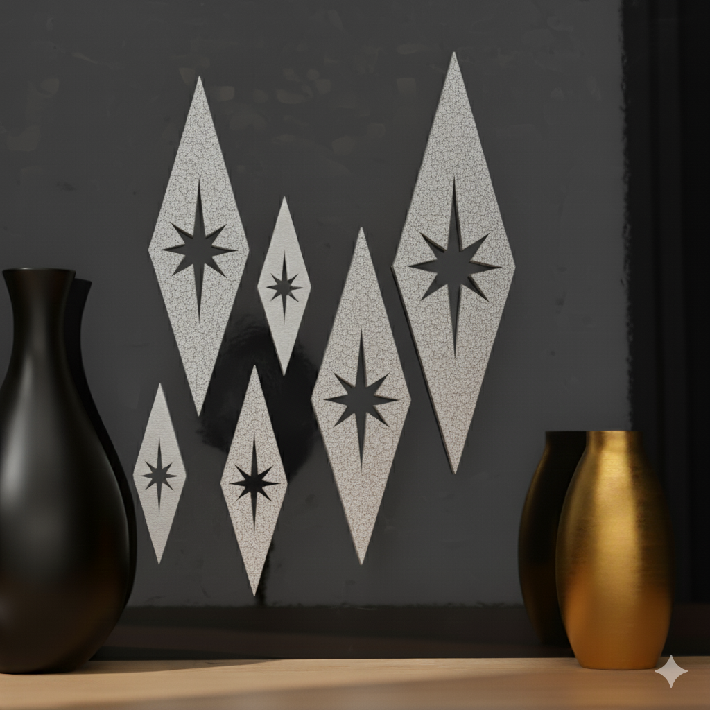 Mini Mid-Century Modern Diamonds Wall Decor Set of 6