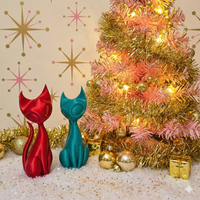 Holiday Atomic Cat Sculptures